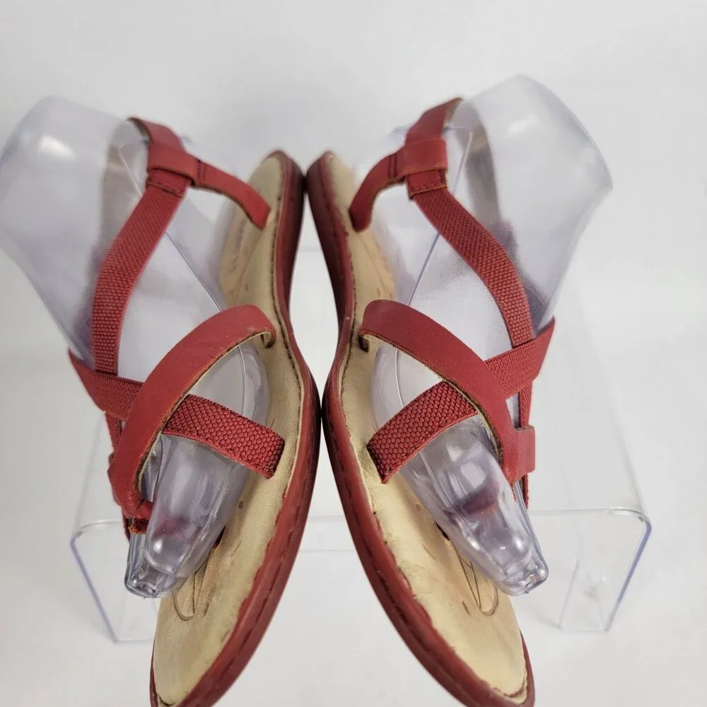 BORN Women's 8 Red Strappy Summer Sandals Flats Leather Boho Casual - Picture 5 of 12
